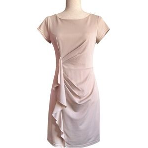 Jane Story Vintage Women's Short Sleeve‎ Dress Beige Cream Size 2 Party Dress